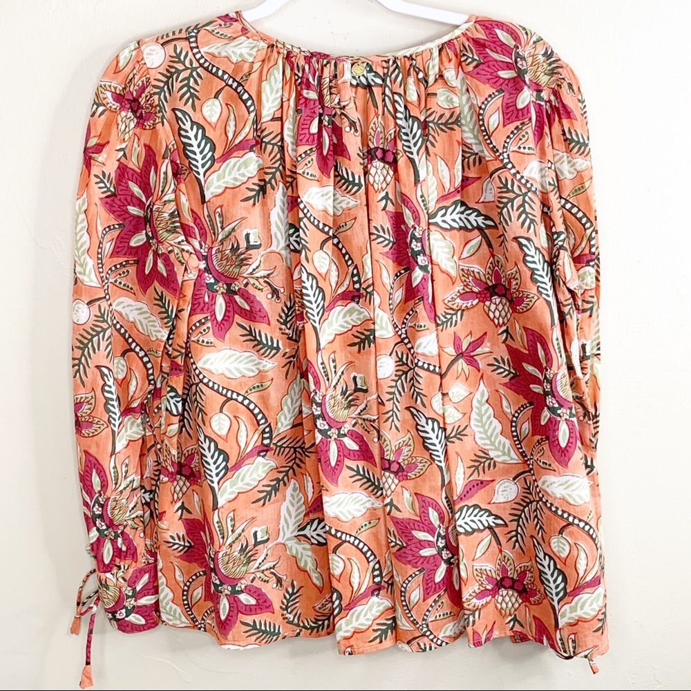 Antik Batik Kalao Floral Blouse Flowy Peasant Top - Picture 8 of 12